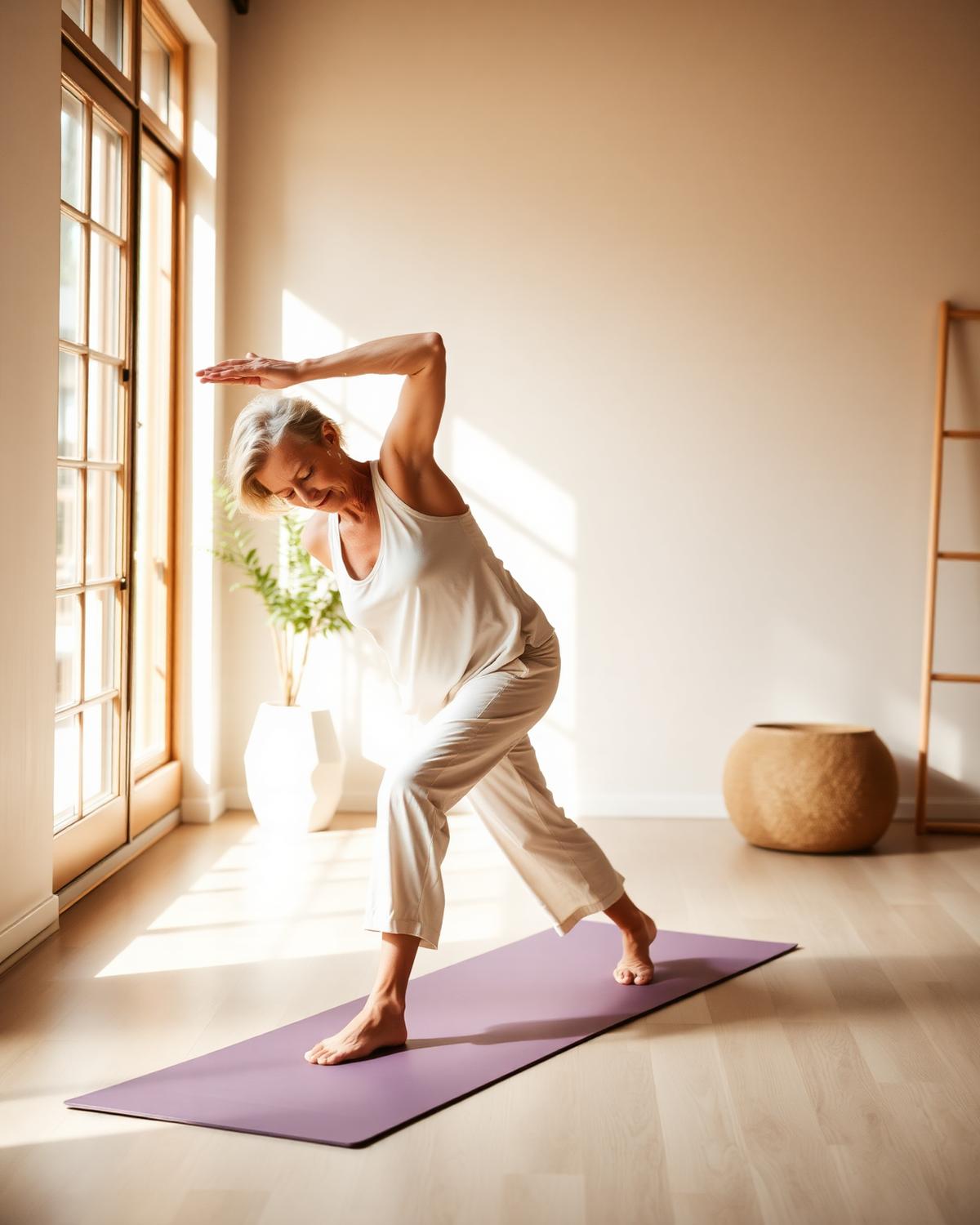 A woman stretching with confidence